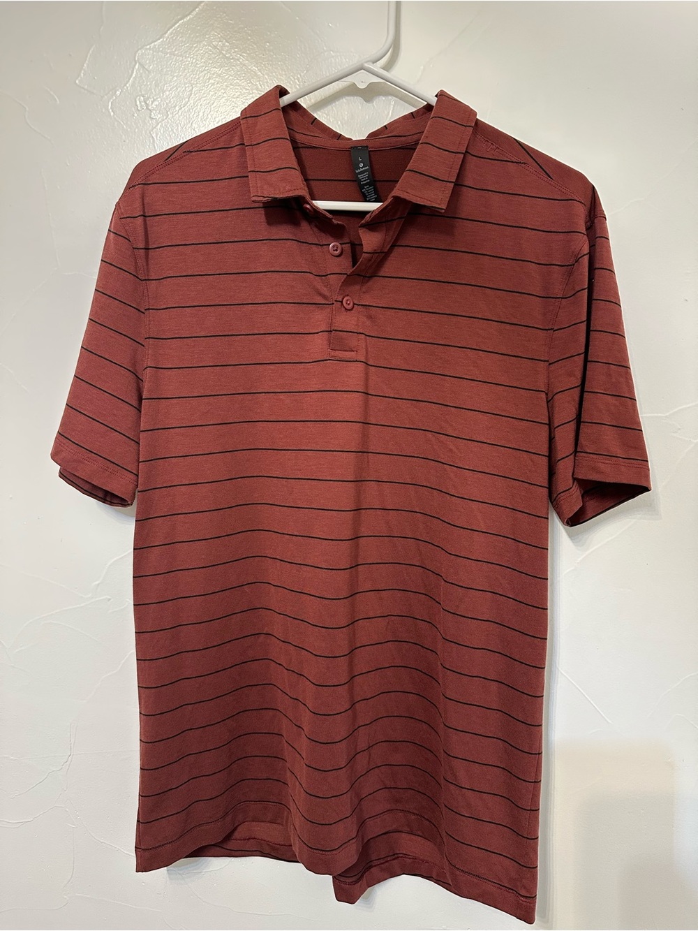 lululemon athletica Men's Brick Red Striped Polo